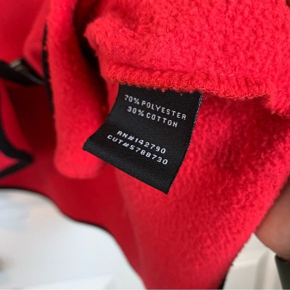 BCBGMaxazria Red and Black Zipper Fleece Hoodie, size L - Picture 5 of 9